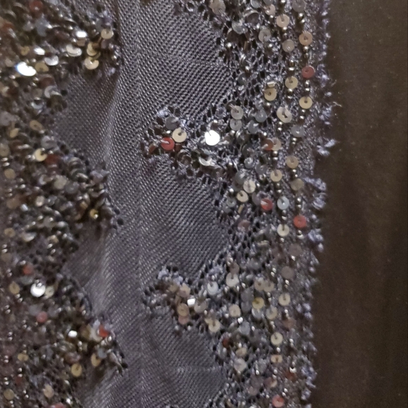 Saint John Black Satin, Lace, Jeweled Blouse / Shirt, Pants, and Belt Size 16 - Picture 7 of 9